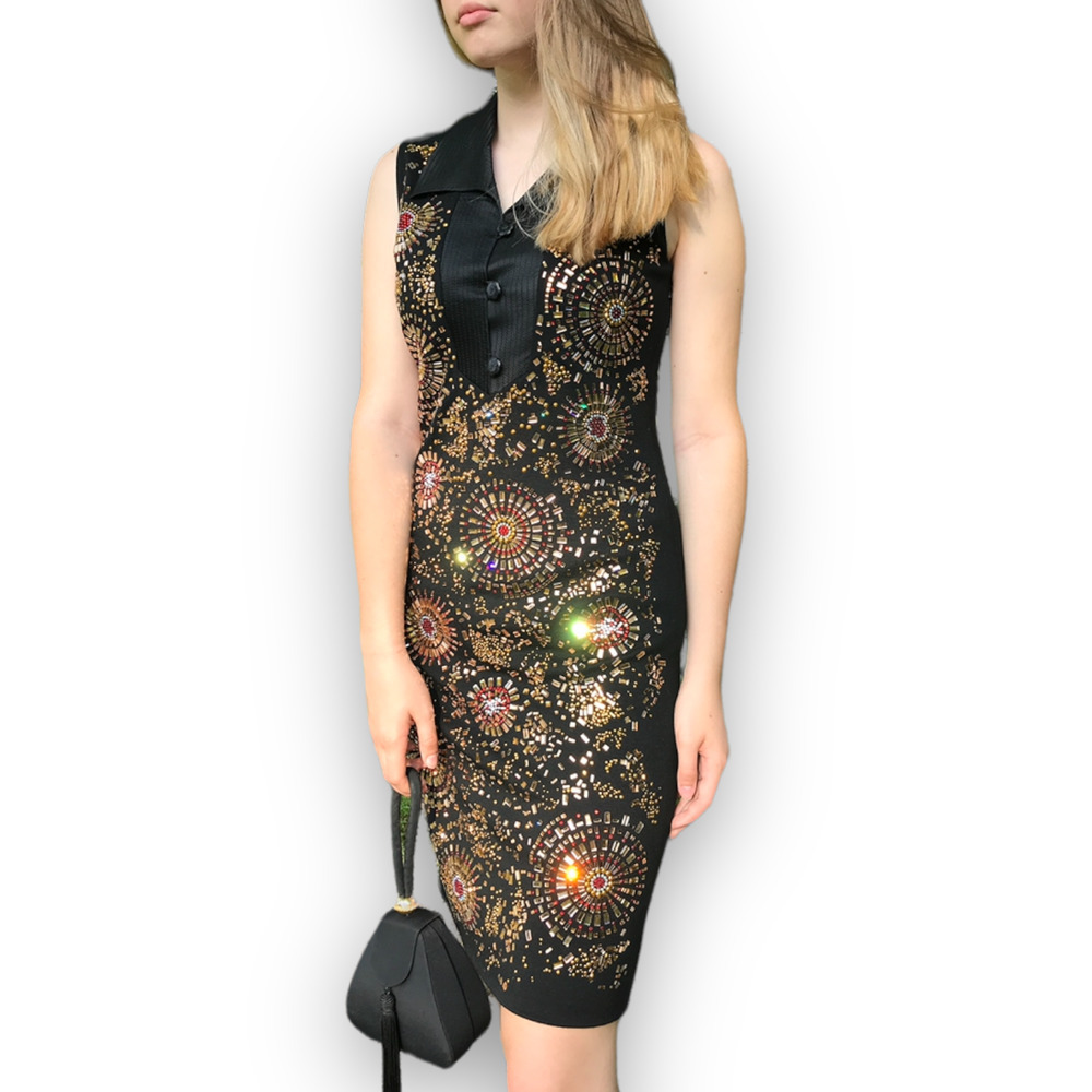 New with tags LIBERTINE BILL BLASS one of a kind couture beaded pencil dress